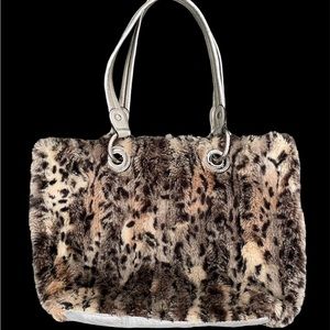 Leopard print shoulder tote bag